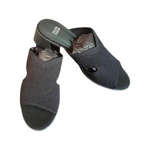 Eileen Fisher Naja Stretch Block Heel Slide Sandals- Black- Various Sizes- NIB